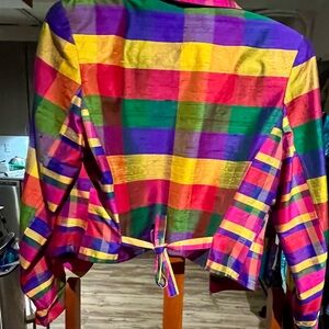 Vintage Plaid Silk Cropped Jacket sz small